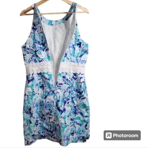 Lilly Pulitzer Ashlyn Shift Sleeveless Dress with Lace Accented Waist Size 10 - Picture 7 of 11